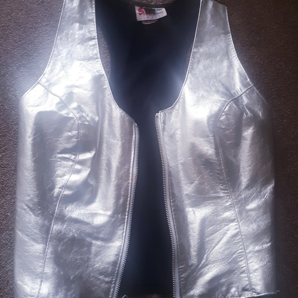 Silver genuine leather Vest